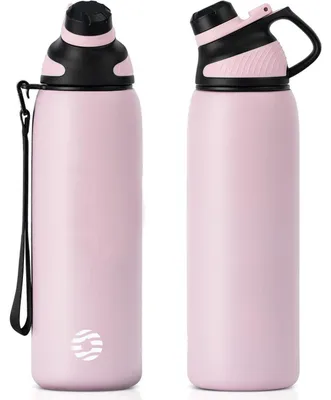Produktbild von Edelstahl Trinkflasche Sport Magnetischer Deckel 1000ml Rosa BPA-Frei Auslaufsicher Thermo