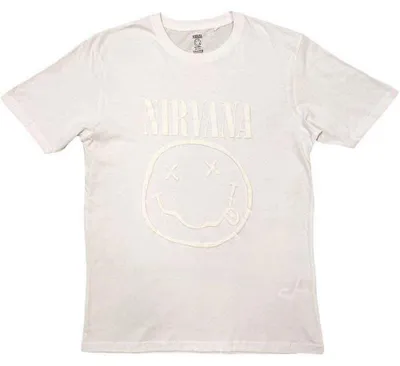 Produktbild von Nirvana White Happy Face (Hi-Build White-On-White) White M T-Shirt