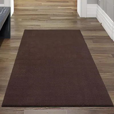 Immagine prodotto di Tappeto moderno a pelo alto Morbido di facile manutenzione Durevole Soggiorno Camera da letto in marrone Dimensioni - 80 x 150 cm