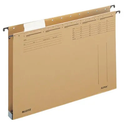 Image de Leitz 1943-00-00 25 boîtes de classement suspendues ALPHA®, limitation latérale, fond plastique 28mm, carton natron, marron naturel