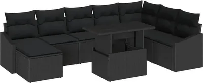 Immagine prodotto di vidaXL Set da giardino con divano, 9 pezzi, colore nero