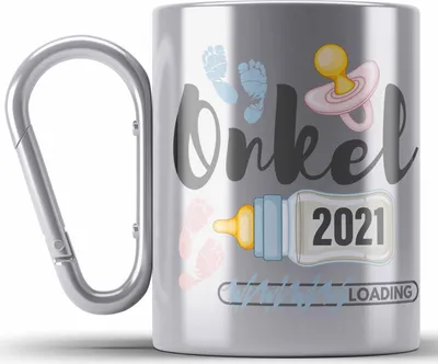 Produktbild von Trendation - Onkel 2022 Loading Edelstahl Tasse Karabiner Werdender Onkel Schwangerschaft Ankündigung Bruder (Silber)