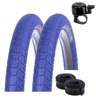 Produktbild von 2 x Kenda K-907 Krackpot BMX Fahrradreifen 20 x 1,95 (50-406) Blau + 2 x passende Schläuche DV inkl. Fahrradklingel
