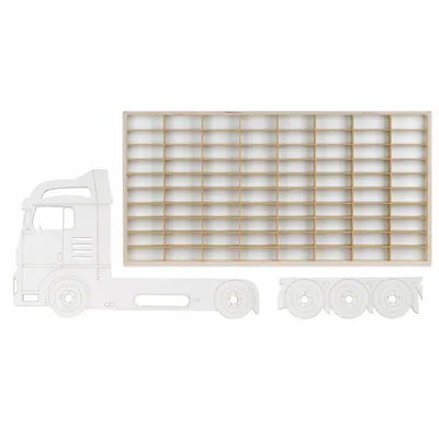 Produktbild von ArtTwist Modellauto Vitrine - Sammlervitrine Holz  zu 80 Fächen - Organisation Schaukasten für Autos Hängend 78,5cm x 40cm x 4cm - Setzkasten Holz für Wanddeko und Organisation (LKW K01BL)