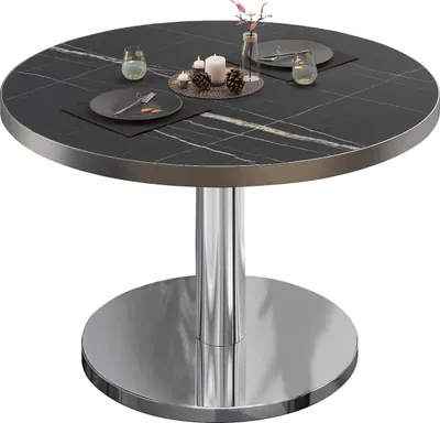 Produktbild von BN | Bistro Loungetisch | Ø:H 80 x 36 cm | Edelstahl Rand | Schwarz Marmor / Edelstahl | Bistrotisch Loungetisch