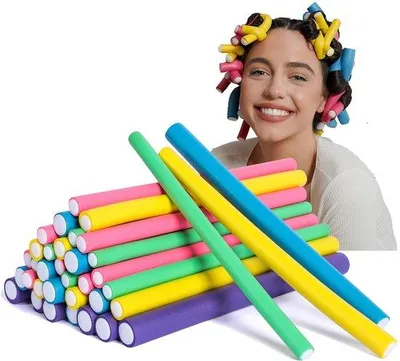 Produktbild von Unyqoos® 35er Set flexible Papilotten – hitzefreie Lockenwickler für alle Haarlängen, 5 Größen (1,09–2 cm)