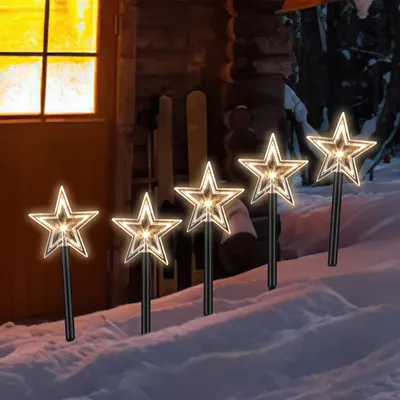 Obrázok produktu pre Jopassy 5x LED svetelné tyčinky hviezdy teplá biela 6/18h časovač 3,6m svetelné tyčinky, hviezdy vianočné osvetlenie