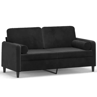 Produktbild von vidaXL 2-Sitzer-Sofa mit Zierkissen Schwarz 140 cm Samt