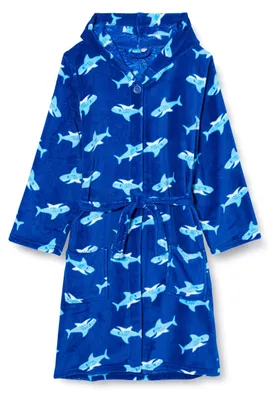 Produktbild von Playshoes Uni Kinder Fleece-Bademantel Morgenmantel, Hai, 98/104