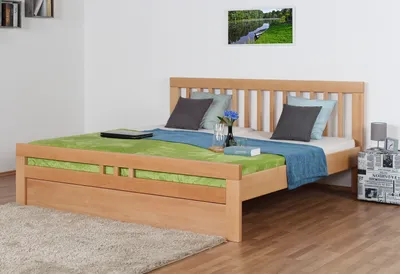 Produktbild von Jugendbett "Easy Premium Line" K8 inkl. 1 Abdeckblende, 200 x 200 cm Buche Vollholz massiv Natur
