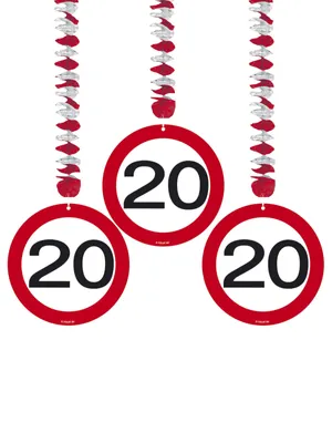 Produktbild von Geburtstagsspirale 20er Geburtstag Dekospiralen Verkehrsschilder Rotor Spiralen