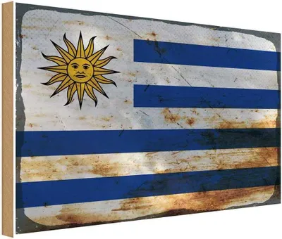 Produktbild von vianmo Holzschild 30x40 cm Uruguay Flagge Fahne Wappen
