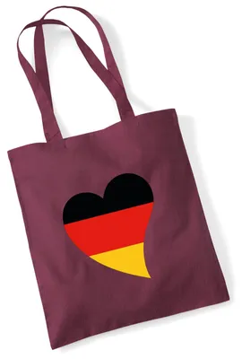 Produktbild von Huuraa Jutebeutel Deutschland Flagge Herz 10 Liter Burgundy Baumwolle Tasche Geschenkidee