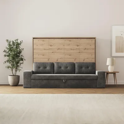 Produktbild von Schrankbett inkl.SOFA  Anthrazit H140x200  M2 (Tiefe 55cm)  Wildeiche