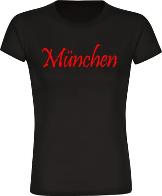 Produktbild von multifanshop Damen T-Shirt - München rot - Schriftzug, schwarz, Größe L