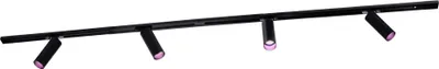 Produktbild von Ledvion - Schienensystem lampen, 2m, 1-Phasen, 4,9W, inklusive 4x GU10 LED , Schwarz, RGB, 4-flammig Spot, spotlight, deckenspot, deckenstrahler, strahler lampe