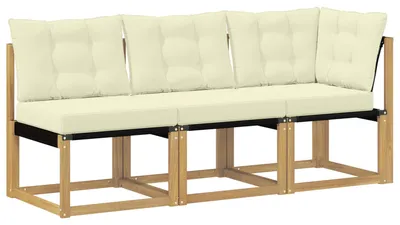 Produktbild von vidaXL 3 stk. Outdoor Mittel- und Ecksofa Weiß