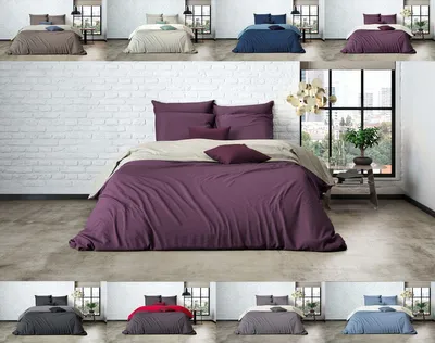 Produktbild von Uni Einfarbig Wende Bettwäsche Mistral Edel Perkal 100% Ägyptische Baumwolle 135 cm x 200 cm Chateau Grey-Dark Violet
