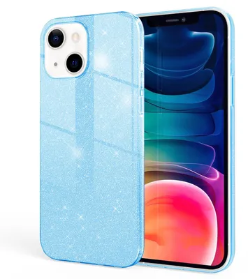 Produktbild von NALIA Robuste Glitzerhülle für iPhone 13, Stoßfeste Glänzende Glitzer Hybrid Schutzhülle Verstärkte Silikonhülle Blau