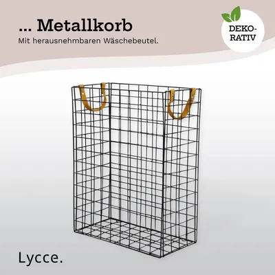 Nischenwäschekorb aus Metall mit Stoffeinsatz faltbar platzsparend