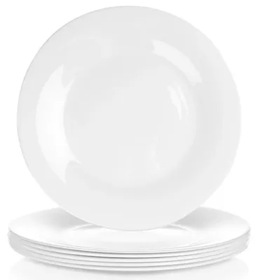Obrázek produktu pro Plochý talíř – talíř na jídlo – 25,5 cm – sada 6 kusů – bílý