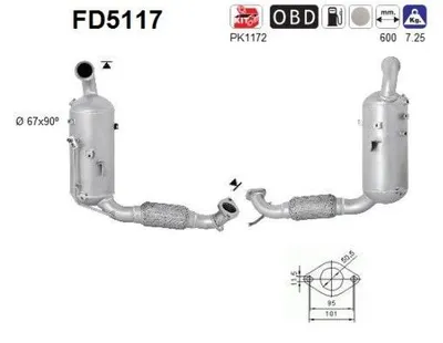 Produktbild von AS FD5117 Dieselpartikelfilter Rußpartikelfilter DPF für FORD Fiesta Mk6 Schrägheck (JA8, JR8) Euro 5 Abgasanlage Diesel