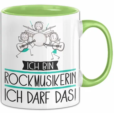 Produktbild von Geschenk für Rockmusikerin Tasse Lustige Geschenkidee Geburtstag Ich Bin Rockmusikerin Ich Darf Das (Grün)