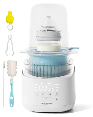 Immagine prodotto di Scaldabiberon Vulpes Goods 10 in 1, scalda, scongela e sterilizza per 24 ore - scaldabiberon con luce notturna - sterilizzatore con cuffietta a vapore