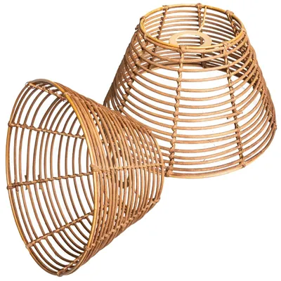 Produktbild von Rattan Lampenschirm im Boho-Stil für Tisch-, Steh- und Pendelleuchten, Kaffee Braun