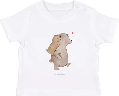 Produktbild von Mr. & Mrs. Panda  T-Shirt Papa Bär 6. - 12. Monat - Weiß - Geschenk, Baby Shirt, Vatertag, Babyshirt, Top, Geburtstag, Muttertag, Öko