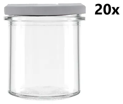 Produktbild von Einmachgläser 350 ml STURZ / GERADE klar/transparent 20 Stück INKLUSIVE WEIßEN DECKELN, Anzahl der Teile in der Packung: 20