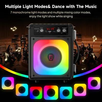 Productafbeelding van Karaokemachine Draagbaar - Zwart - Bluetooth Speaker - 25 W Vermogen