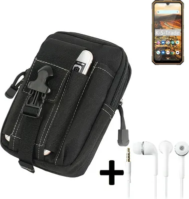 Produktbild von K-S-Trade Gürteltache + Kopfhörer kompatibel mit Cubot KingKong 5 Gürtel Tasche Holster Schutz Hülle Handy Hülle  schwarz inkl. Extrafächer