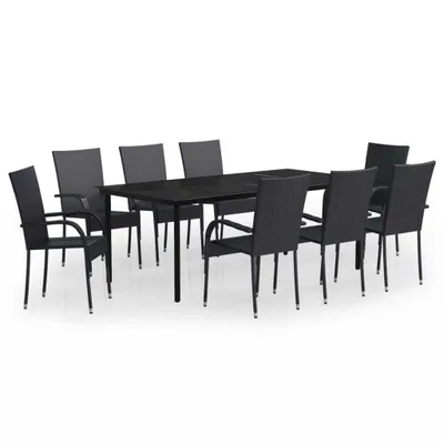 Image de vidaXL Ensemble de jardin 9 pièces noir