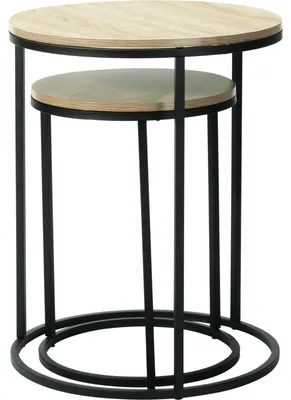 Produktbild von Klapptisch 2er Set schwarz/Holz 40+50 cm