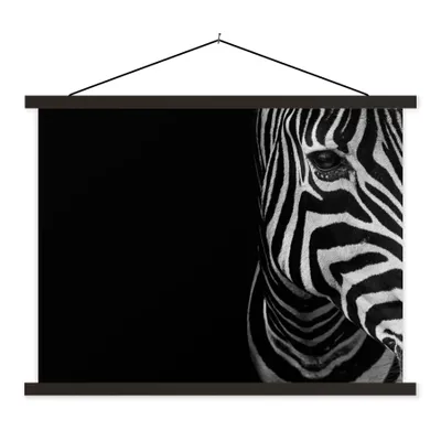 Produktbild von MuchoWow® Textilposter Tiere - Zebra - Schwarz - Weiß 60x45 cm mit schwarzem Rahmen - Poster Schlafzimmer