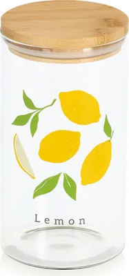 Produktbild von ZELLER 19658 Vorratsglas LEMON 850 ml, Glas/Bambus, ca. Ø 9 x 17 cm