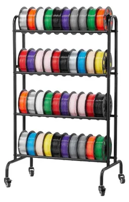 Image de support de bobines de filament pour imprimante 3D - Étagère de stockage de filament à 4 niveaux - Organisateur de bobines de filament pour imprimante 3D
