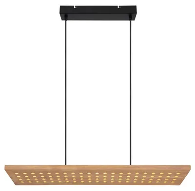 Produktbild von LED Hängeleuchte, Metall, Holz, dimmbar, braun, L 80 cm