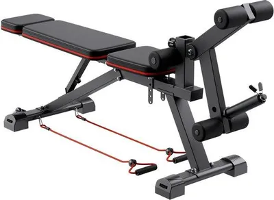 Obrázek produktu pro Nastavitelná posilovací lavice o nosnosti 800 lbs pro komplexní trénink celého těla, s prodlužovacími prvky pro nohy a opěrkou pro bicepsy, vhodná pro domácí použití