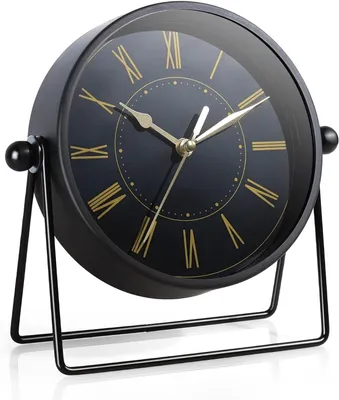 Produktbild von Tischuhr, Standuhr, Kaminuhr, Leise Kaminuhr ohne Ticken, Roman Analoge Standuhr im Retro-Stil für Wohnzimmer, Regal, Kamin & Büro