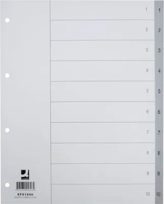 Produktbild von Plastový rozraďovač Q-CONNECT 10-dielny maxi sivý