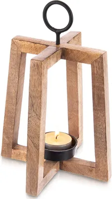 Produktbild von Orion | Kerzenhalter - Kerzenhalter aus Holz - 18x18x27,5 cm - modernes Design - Mangoholz - zum Aufhängen