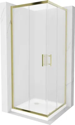 Immagine prodotto di Mexen Rio cabina doccia quadrata 70 x 70 cm, brinata, oro + piatto Flat, bianco - 860-070-070-50-30-4010G