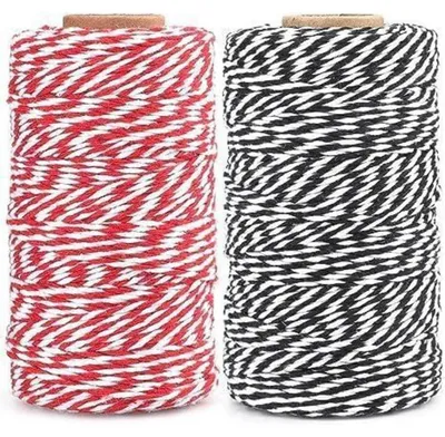 Productafbeelding van Bakgaren, 200 meter, zwart, rood, 2 mm, katoen, knutseldraad, decoratiedraad