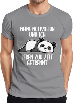 Zdjęcie produktu dla Motivation i I live separately panda lazy śmieszna koszulka męska, szary, L