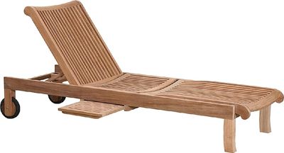 Teako Design Gartenliege Grosseto aus FLEGT-lizenziertem Teakholz mit Ablage, ca. 200 cm lang
