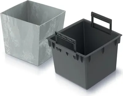 Produktbild von Quadratischer niedriger Blumentopf URBI DURS300LE | Anthrazit