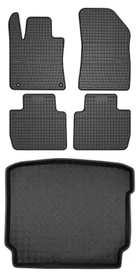 Productafbeelding van Rubberen automatten + kofferbakmat voor Peugeot 508 II vanaf 2018 (sedan) – 5-delig, zwart, op maat – Wielganizator SolidPRO