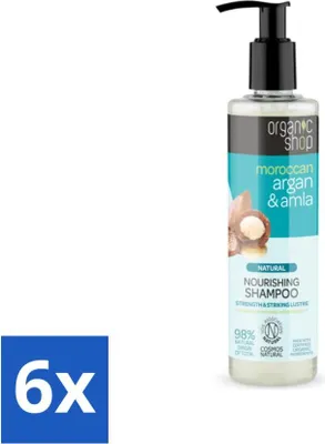 Zdjęcie produktu dla Organic Shop - Naturalny szampon odżywczy - Argan Hair & Amla - Regenerujący i odżywczy - 280 ml - Value pack - 6 szt